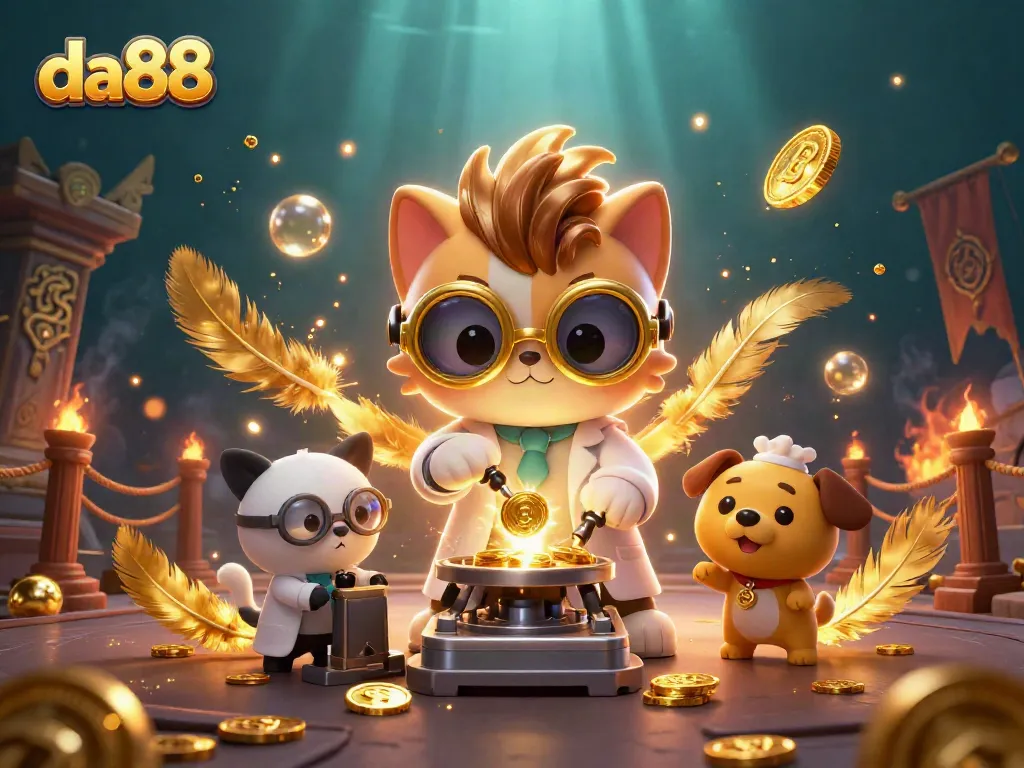 Experience da88 thrills with a vibrant casino scene featuring playful characters and exciting game elements.