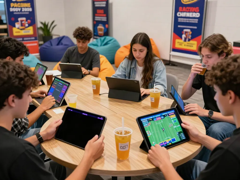 Exciting online betting at NBET with diverse players on devices in a vibrant hub.