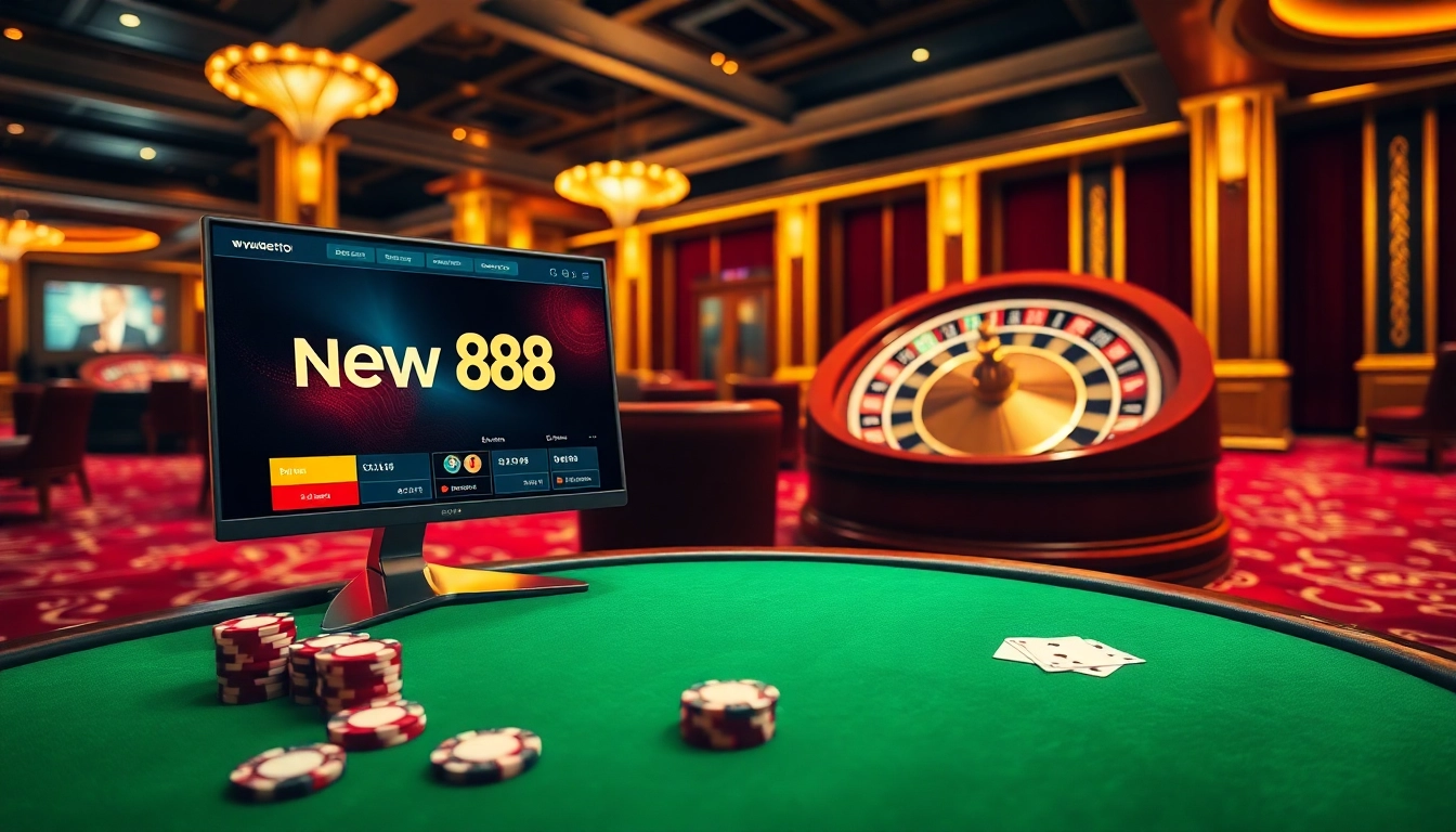 Engage with thrilling online games at www.new88seotop.com featuring poker chips and roulette wheels.