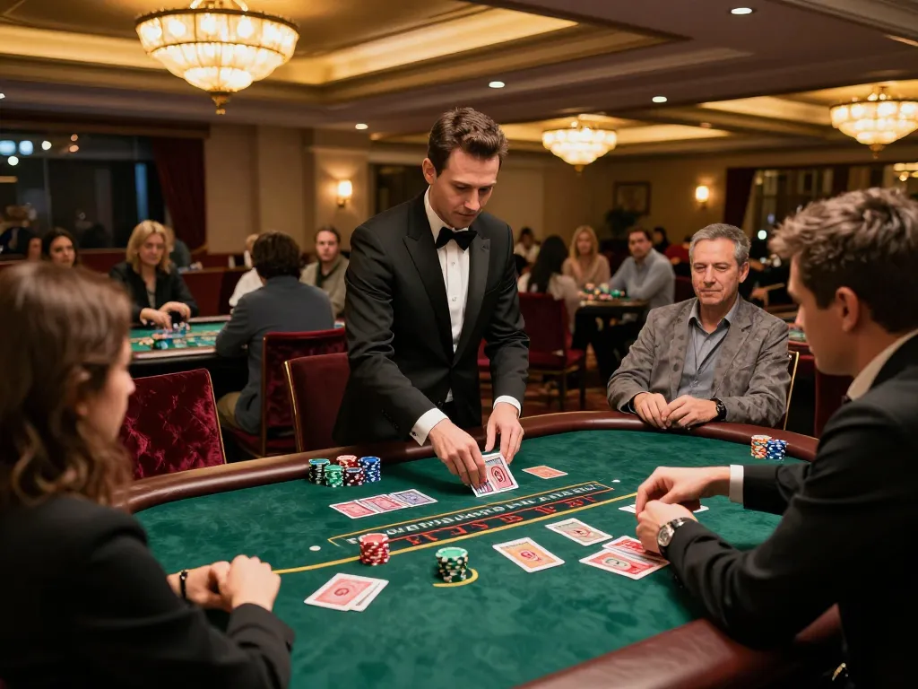 Nohu90 players strategizing at blackjack tables in an upscale casino atmosphere