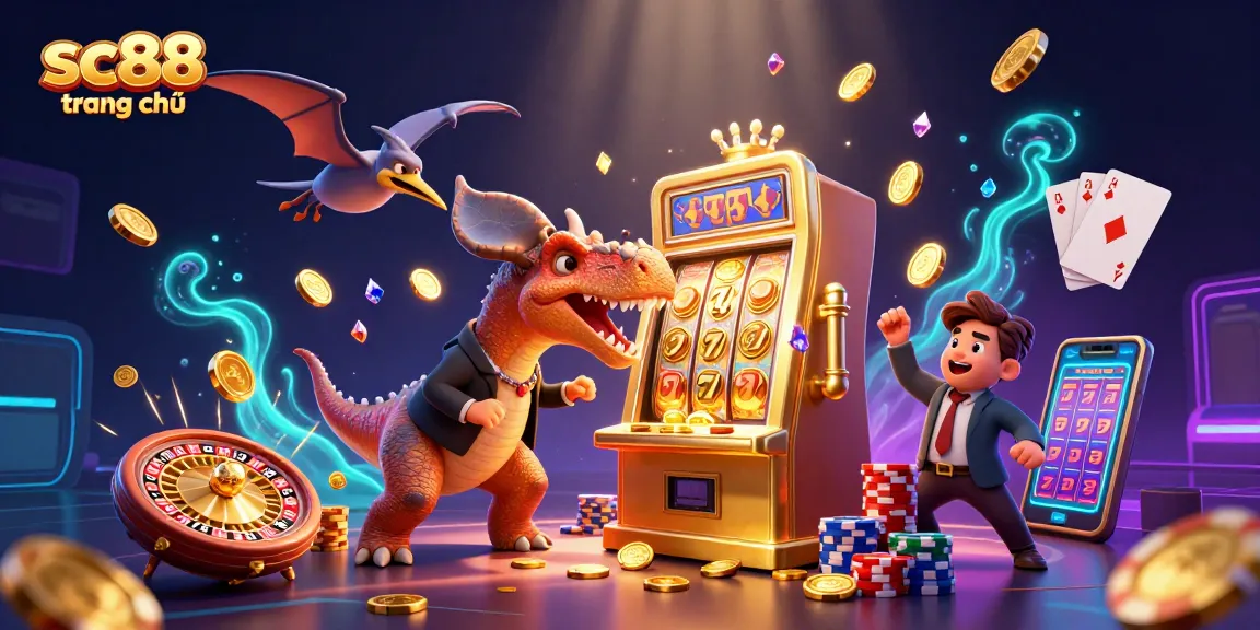 Experience excitement at sc88 trang chủ with a dynamic gaming scene of dinosaurs winning big!