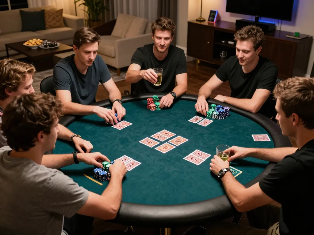 Players actively engaged in a poker game at home, featuring strategic gameplay at 789win 37.