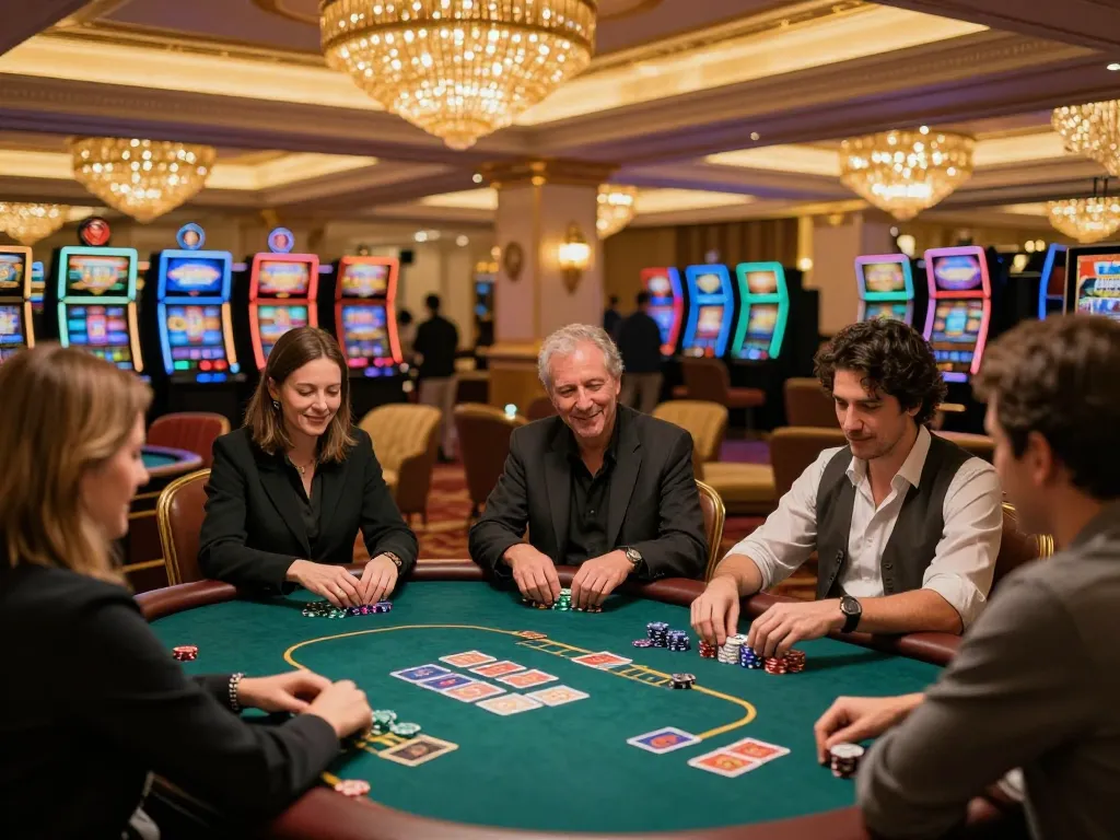 Engaged players at TG88 casino table enjoying a game of poker.