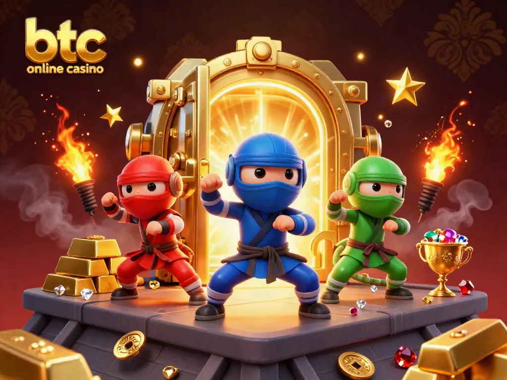 Experience the thrill of btc online casino with ninja chameleons in action amidst treasure!