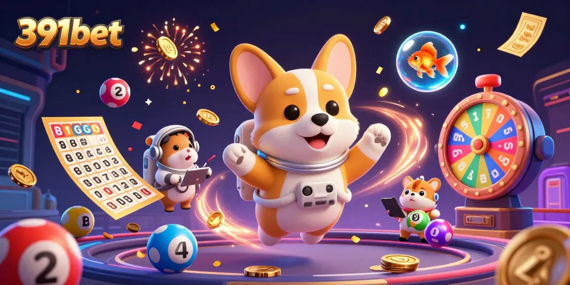 Engage with 391bet's exciting universe in a vibrant 3D casino scene filled with games.