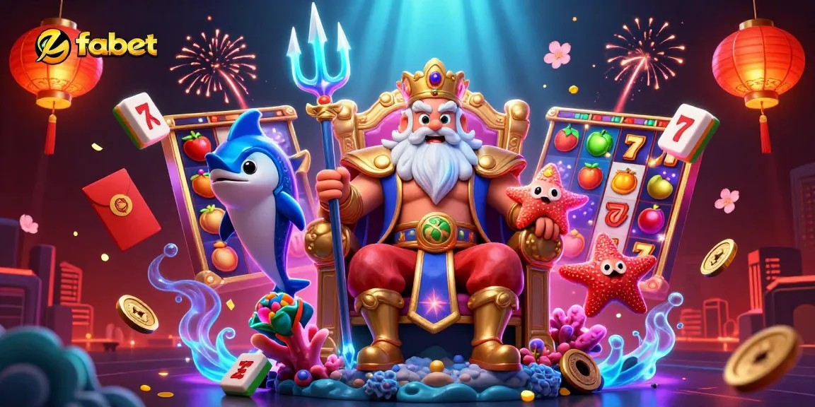 Experience the thrill of fabet's colorful slot games with this vibrant, magical digital illustration.