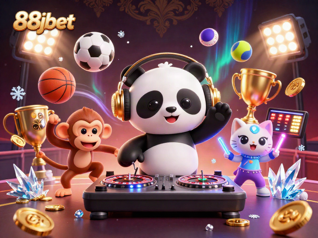 Experience excitement and action like never before at 88jbet with a vibrant casino scene featuring lively characters.