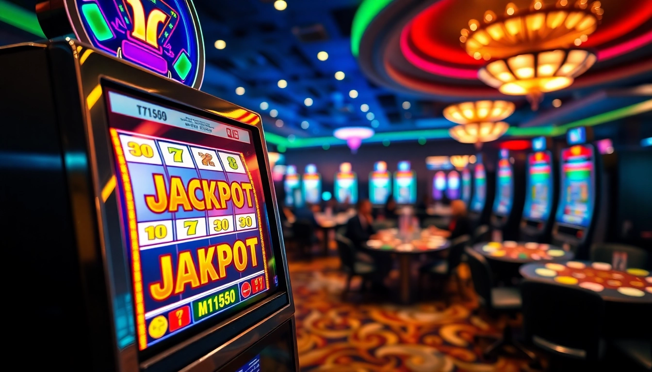 Menang besar di slot gacor dengan mesin slot bercahaya di kasino yang hidup.