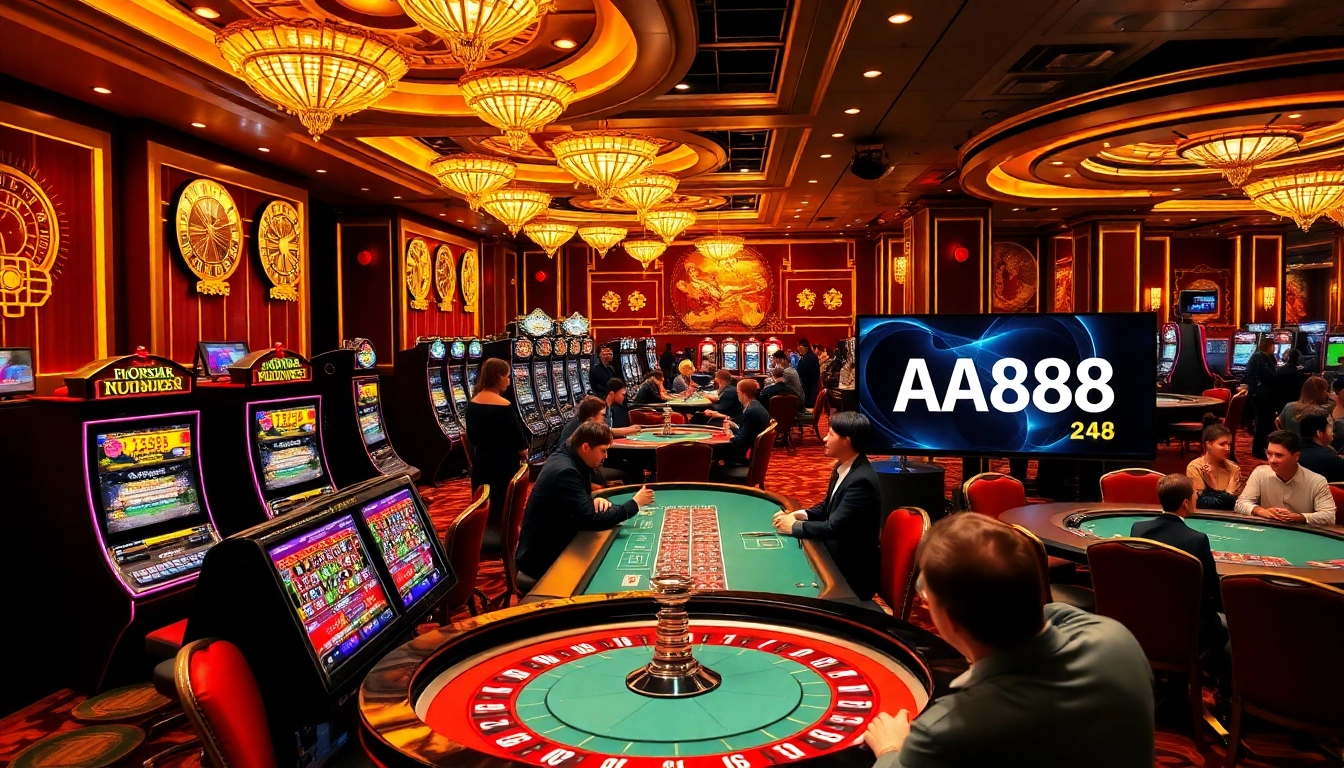 Viva a emoção da AA888 em mesas de cassino luxuosas, cheias de jogadores e emoção.