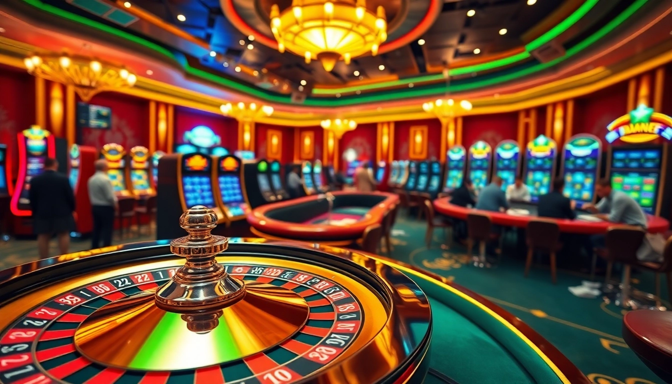 Exciting casino scene highlighting KEONHACAI, with roulette wheel, poker table, and betting slips.