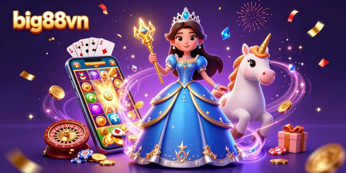Experience vibrant gaming excitement with big88vn’s enchanting casino scene featuring rich visuals and magical elements.