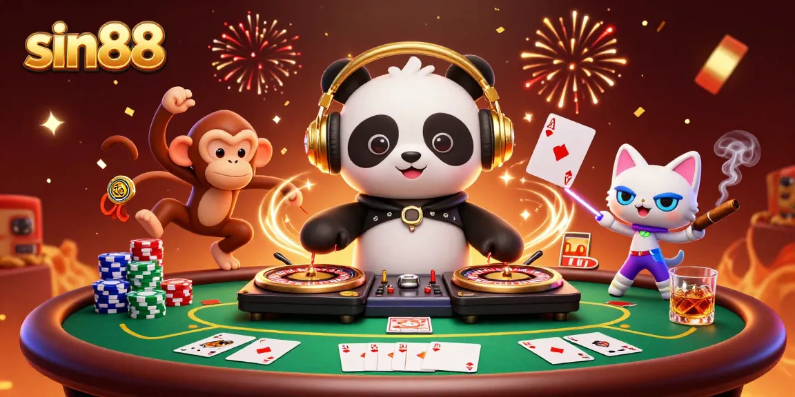 Experience thrilling casino action with sin88, featuring vibrant 3D characters and game elements.