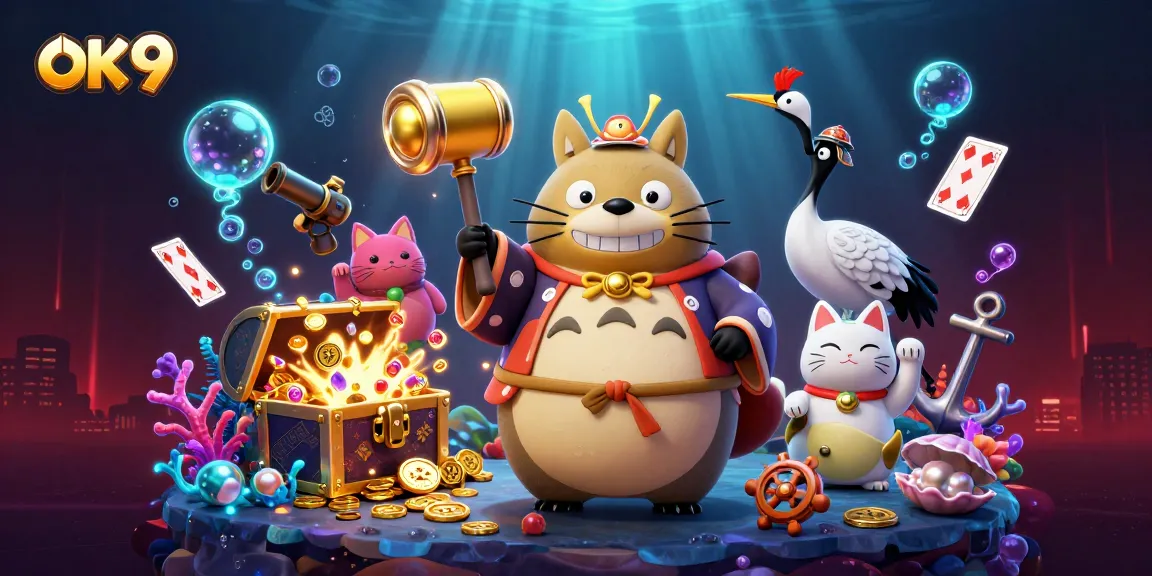 Engage in thrilling bets at OK 9 while celebrating with cheerful raccoons and lucky symbols.