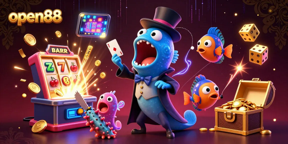 Engage with the marvelous world of open88, where a magical eel and anglerfish charm players with stunning card tricks and vibrant casino elements.