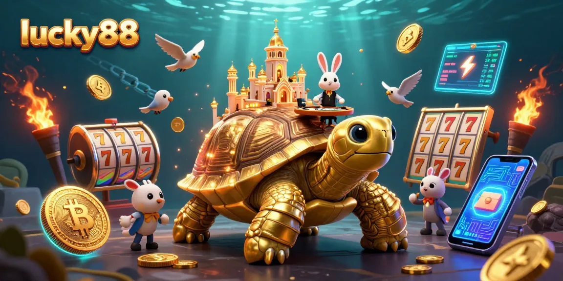 Experience the excitement of lucky88 with a vibrant casino-themed scene featuring a golden tortoise and thrilling game elements.