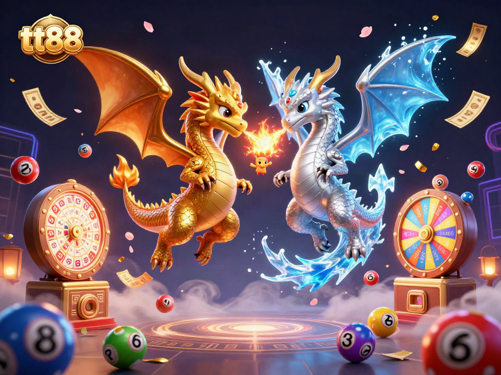 Engage with thrilling lottery action in tt88 featuring gold and silver dragons!