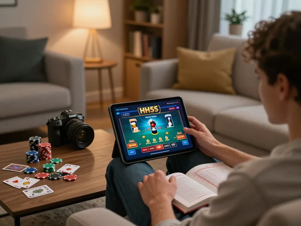 Participando de jogos online na HH55 com foco em estratégia e conforto.