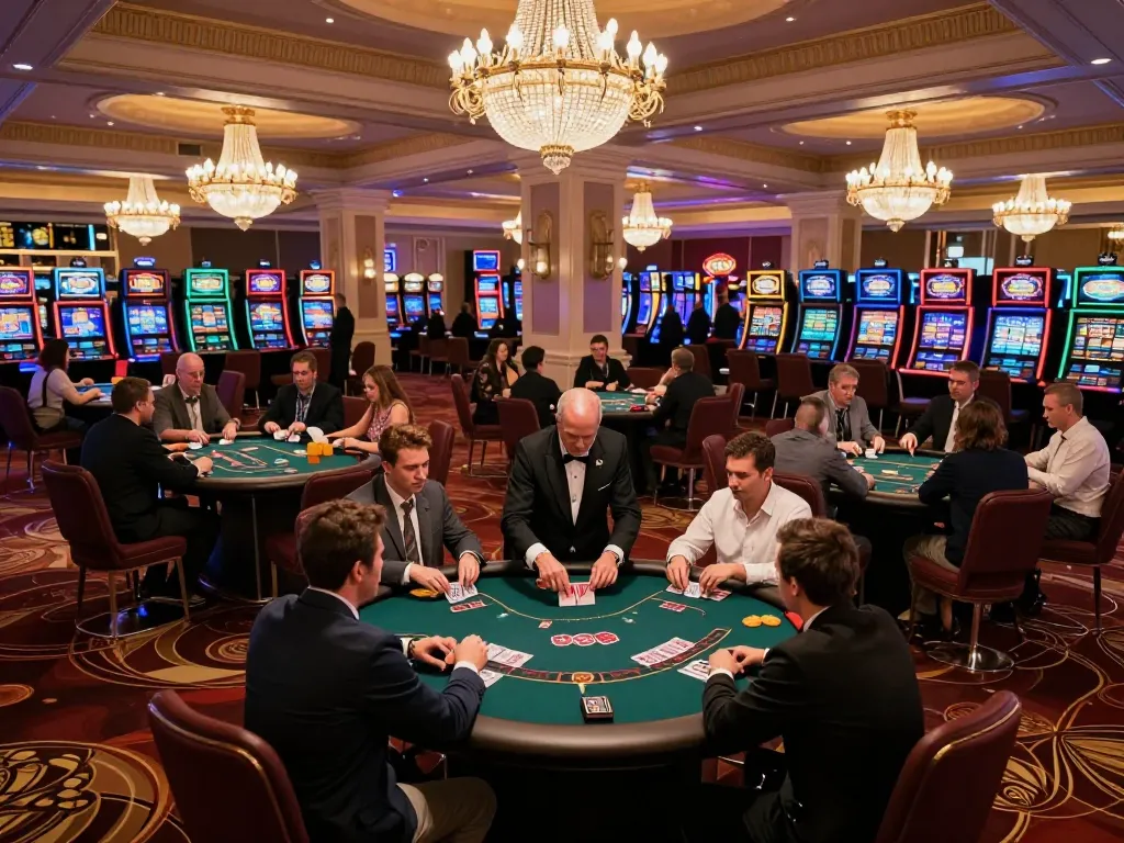 Players enjoying poker at the vibrant 688v casino, engaged in competitive gameplay.