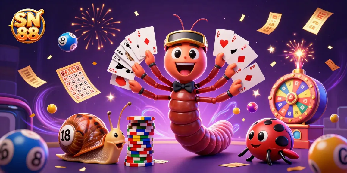 Engage in exhilarating gaming excitement at SN 88 with dynamic characters and vibrant lottery visuals.