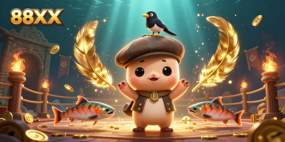Experience excitement with 88XX in a playful casino scene featuring cute characters and rich elements.