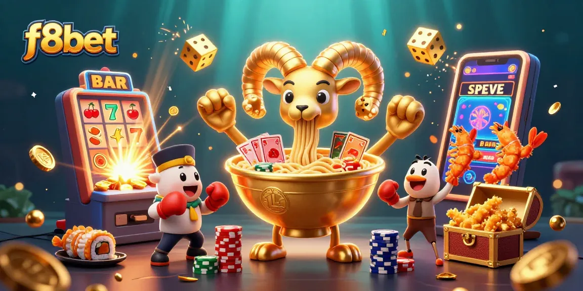 Win big at f8bet with an exciting 3D casino scene featuring vibrant characters and jackpot elements.