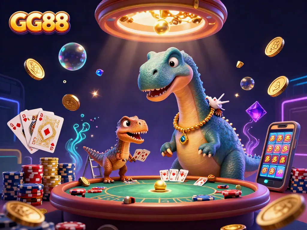 Experience thrilling gameplay at GG88 with a vibrant 3D casino illustration showcasing exciting gaming elements.