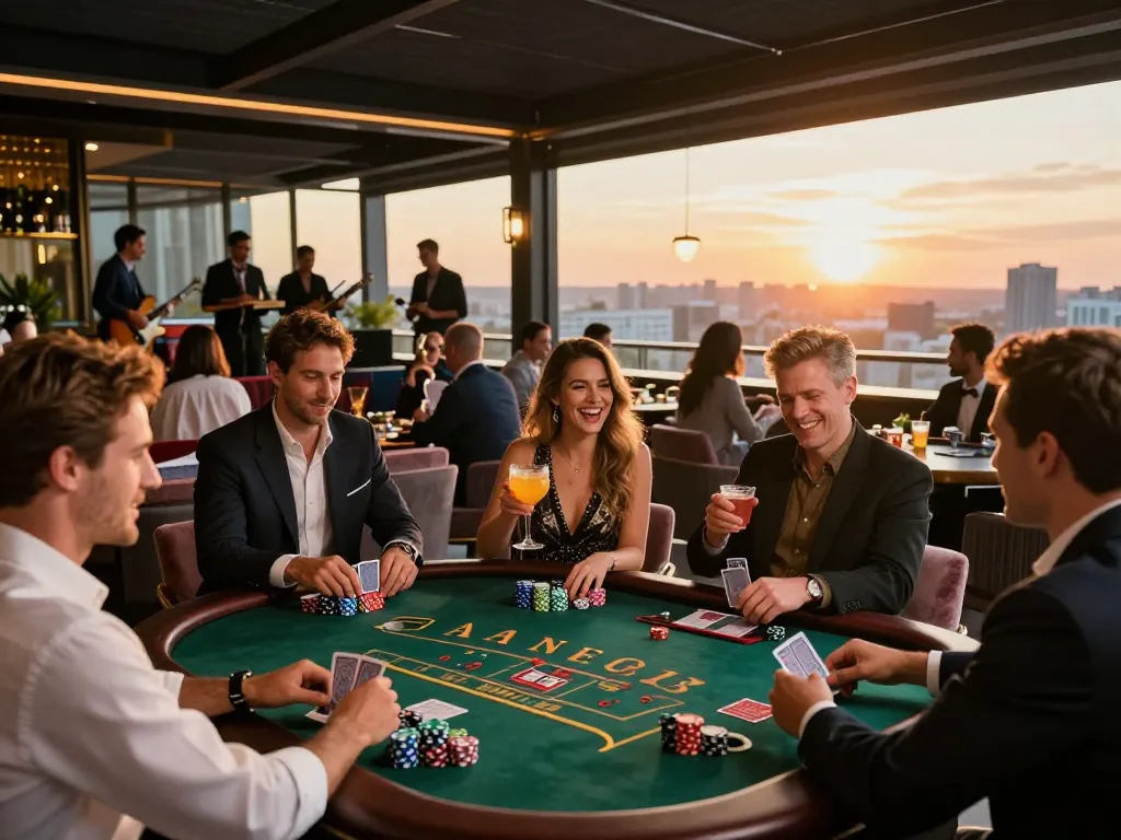 Play blackjack at va88 rooftop casino lounge with stunning city skyline views.