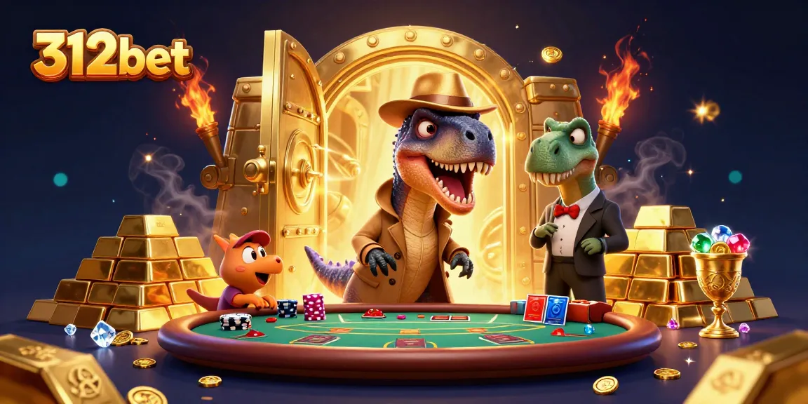 Engage with 312bet at a blackjack table featuring a clever velociraptor and eyeing characters.