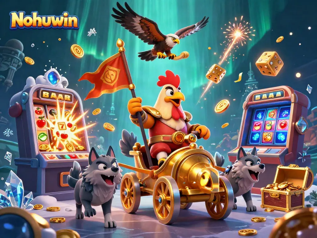 Nohuwin offers a dynamic casino experience with an explosion of gold coins and vibrant visuals.