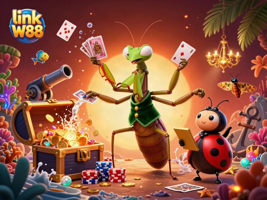 Experience the thrill of gaming with link W88 as characters engage in an exciting casino atmosphere.