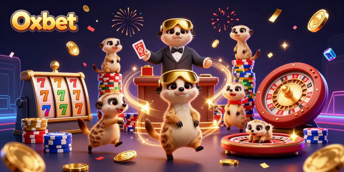 Experience the thrill of Oxbet with meerkats managing a vibrant casino adventure.