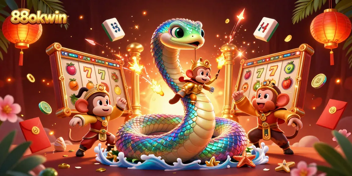 Engage with the exciting world of 88okwin, featuring vibrant slot games and iridescent colors in an energetic casino atmosphere.