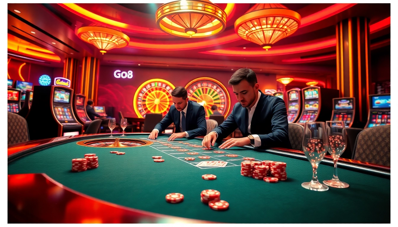 Experience go8 thrilling excitement with professional gamblers at a luxury casino table.