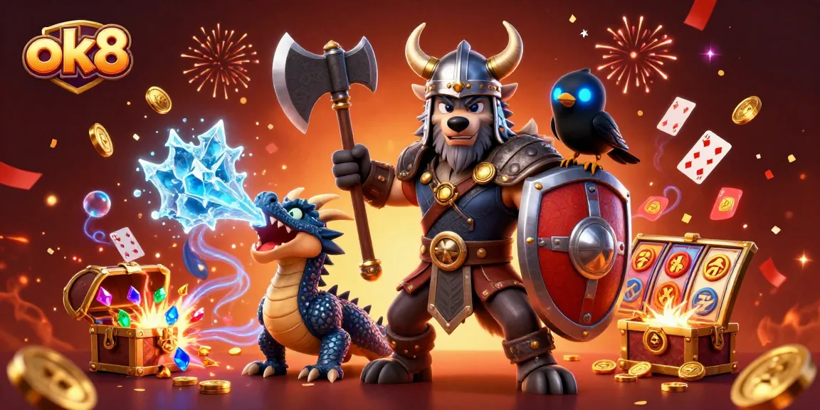 Engage in thrilling gameplay at ok8 with slots and jackpot action in vibrant 3D illustration.
