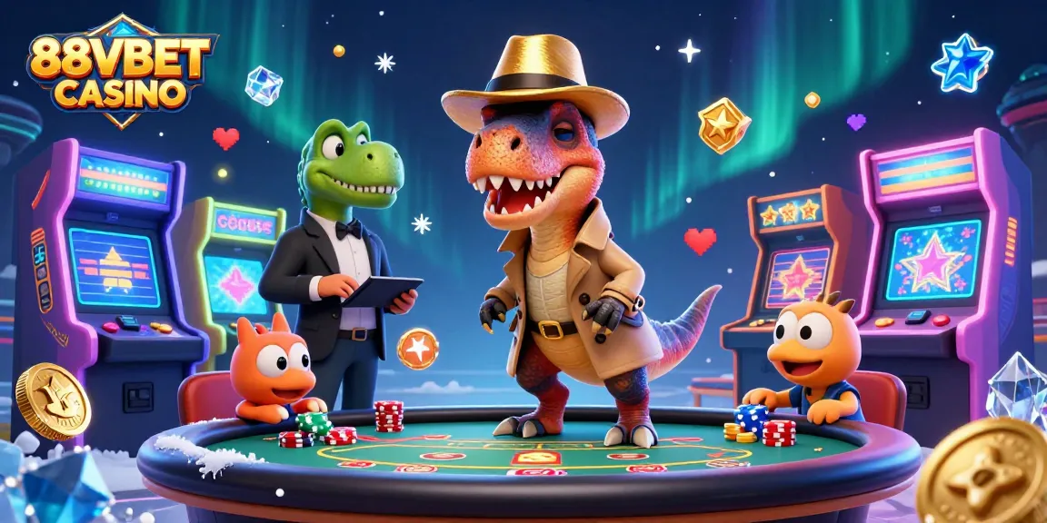 Experience the thrilling action at 88VBET CASINO with cartoon characters engaged in a lively blackjack game.