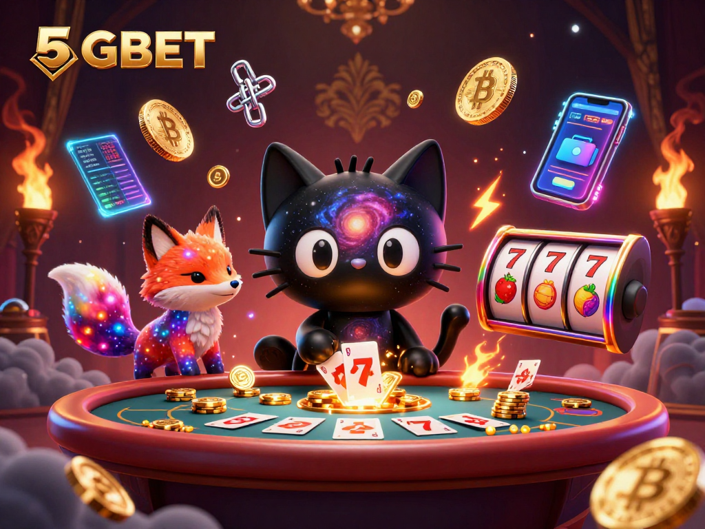 Experience thrilling gaming at 5GBET with an enchanting cosmic casino scene featuring vibrant characters.