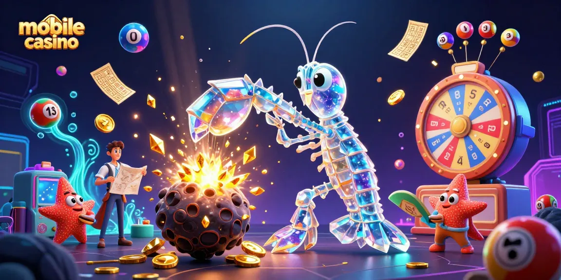 Engage in a vibrant mobile casino scene with a galactic samurai and treasure-filled asteroid explosion.