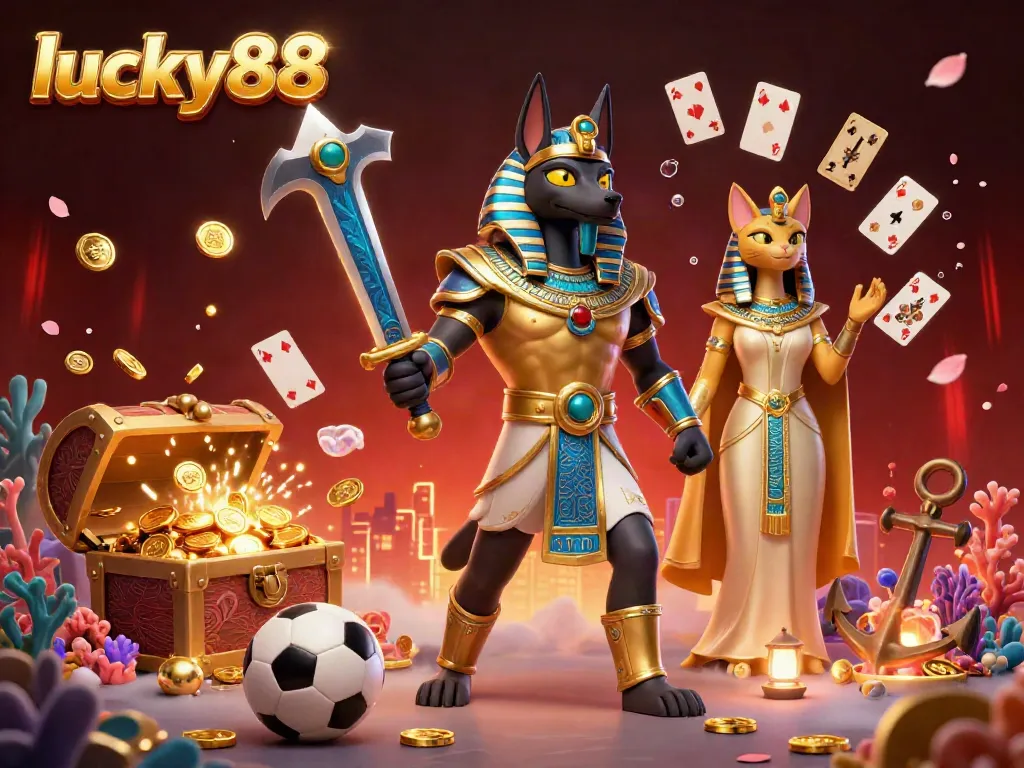Experience thrilling sports betting with lucky88 in a vivid 3D digital casino scene.