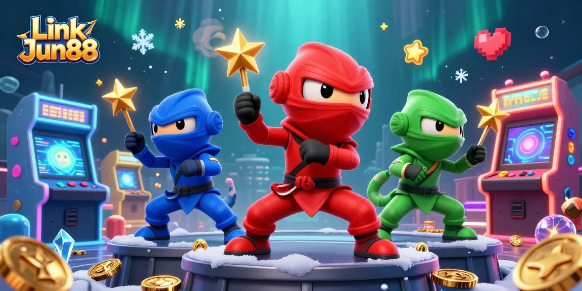 Experience thrilling gameplay at Link Jun88 with dynamic chameleon ninjas performing martial arts.