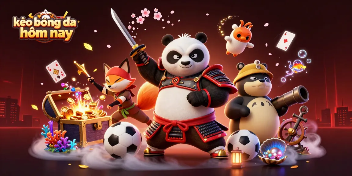 Bet on kèo bóng đá hôm nay with exciting sports-themed characters in a vibrant casino scene.