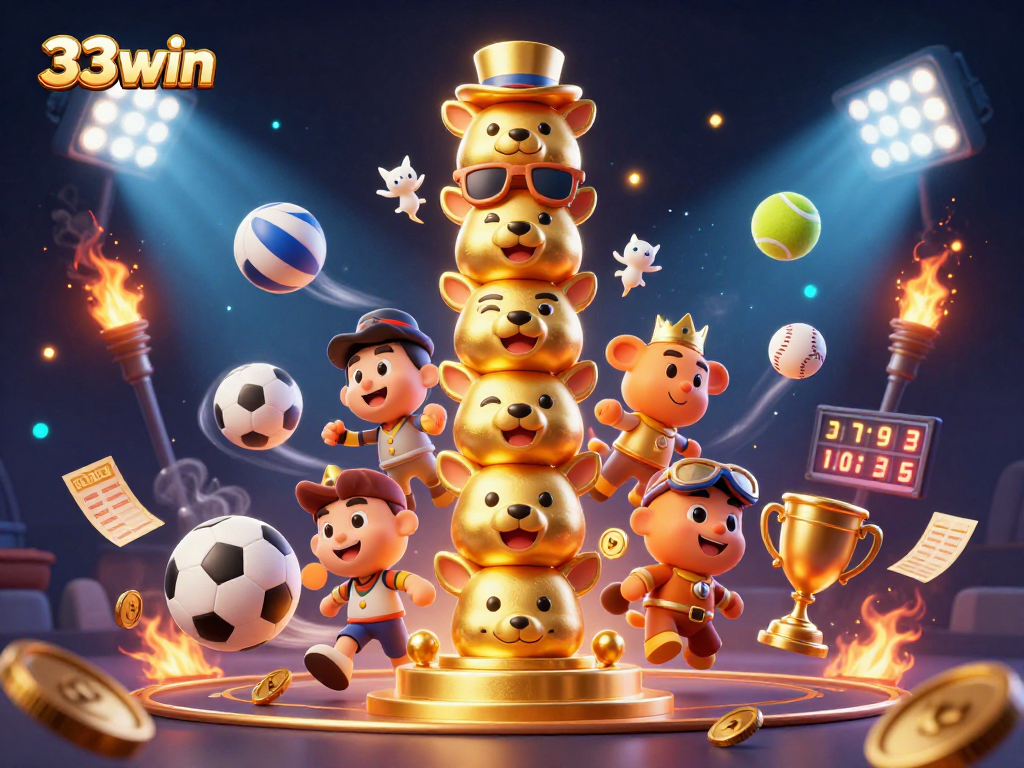 Experience thrilling gameplay at 33win with dynamic sports betting elements, trophy visuals, and vibrant energy.
