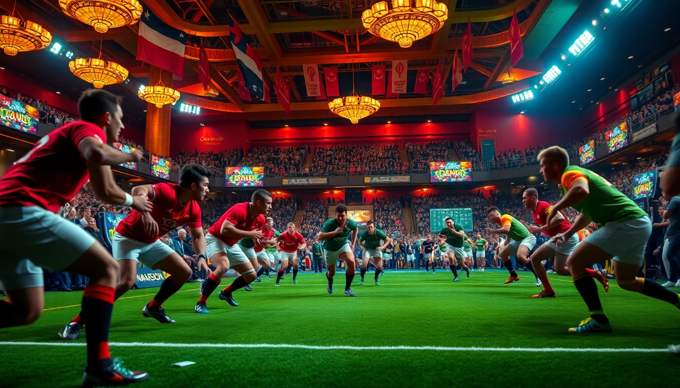 Live action of match paris rugby in a vibrant casino setting enhancing the excitement of the game.