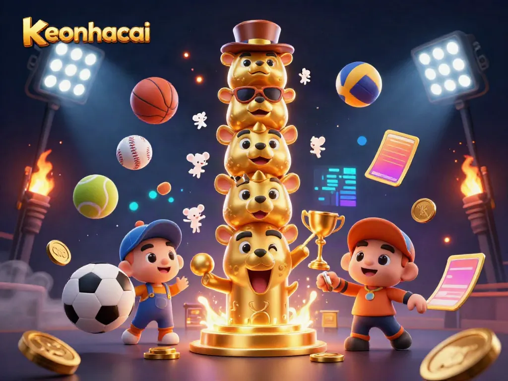 Engage in the excitement of sports betting with the keonhacai themed illustration showcasing dynamic game elements