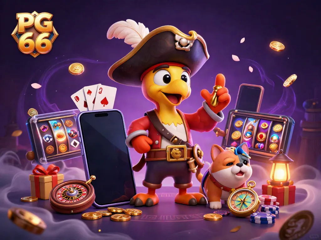 Engage in exciting action with PG 66, featuring vibrant casino elements and whimsical characters.