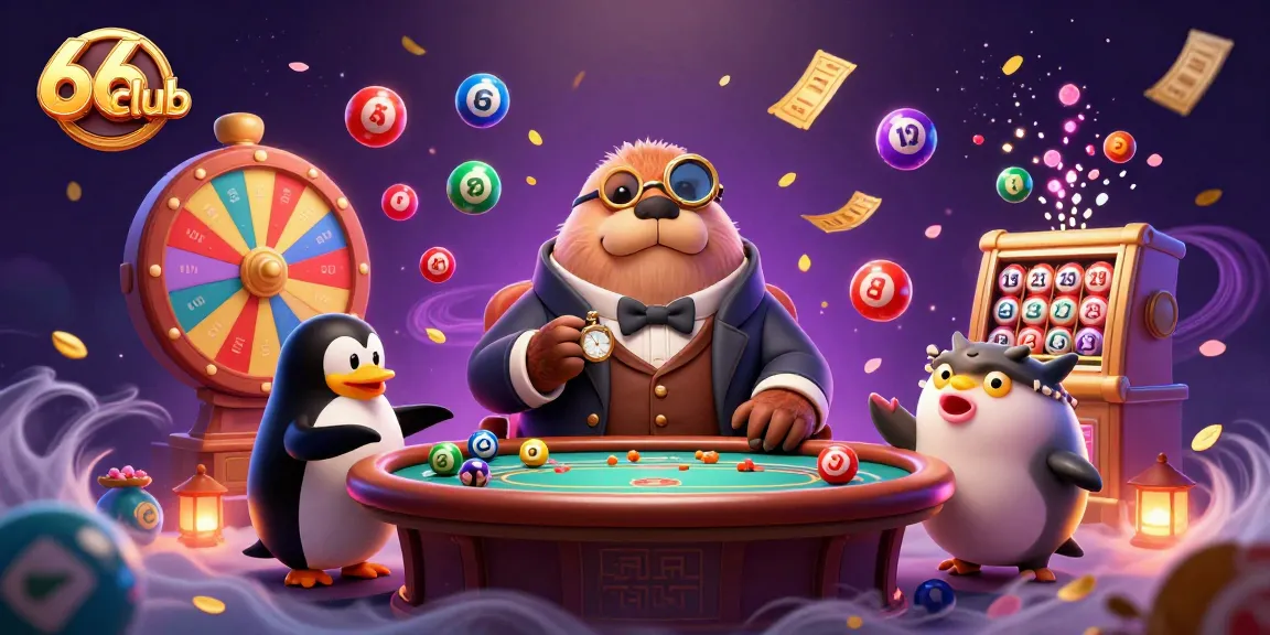 66club offers an exciting underwater poker scene with a walrus and vibrant lottery elements.
