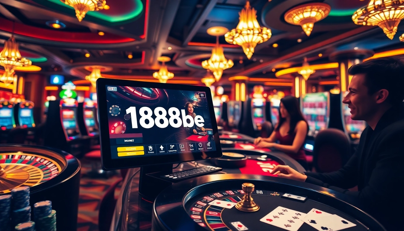 Experience the excitement of link vào 188bet with vibrant casino elements like poker chips and roulette.